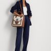 Lauren Tan/Navy Damen Ralph Lauren Canvas Große Symone Tragetaschen