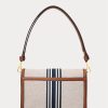 Lauren Tan/Navy Damen Ralph Lauren gestreifte Canvas-Handtasche, mittelgroß