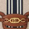 Lauren Tan/Navy Damen Ralph Lauren gestreifte Canvas-Handtasche, mittelgroß