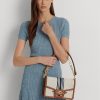 Lauren Tan/Navy Damen Ralph Lauren gestreifte Canvas-Handtasche, mittelgroß