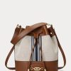 Lauren Tan/Navy Stripe Damen Ralph Lauren Canvas Große Andie Handtasche