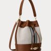 Lauren Tan/Navy Stripe Damen Ralph Lauren Canvas Große Andie Handtasche