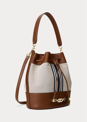 Lauren Tan/Navy Stripe Damen Ralph Lauren Canvas Große Andie Handtasche