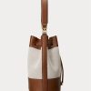 Lauren Tan/Navy Stripe Damen Ralph Lauren Canvas Große Andie Handtasche