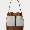 Lauren Tan/Navy Stripe Damen Ralph Lauren Canvas Große Andie Handtasche