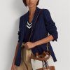Lauren Tan/Navy Stripe Damen Ralph Lauren Canvas Große Andie Handtasche