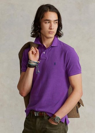 Lila Poloshirts aus Mesh für Herren von Ralph Lauren Custom Slim Fit