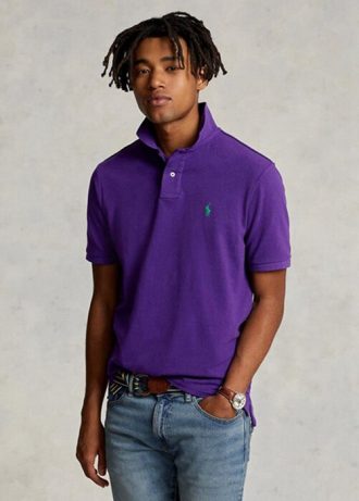 Lila Poloshirts aus Mesh für Herren von Ralph Lauren Custom Slim Fit