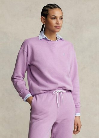 Lila Ralph Lauren Fleece-Pullover mit Rundhalsausschnitt für Damen Lila Ralph Lauren Fleece-Pullover mit Rundhalsausschnitt für Damen