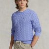 Lila Ralph Lauren Herren Pullover mit Zopfmuster aus Baumwolle Lila Ralph Lauren Herren Pullover mit Zopfmuster aus Baumwolle