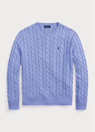 Lila Ralph Lauren Herren Pullover mit Zopfmuster aus Baumwolle