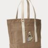 Madison Tan Damen Ralph Lauren Canvas Medium Polo Bear Tragetaschen