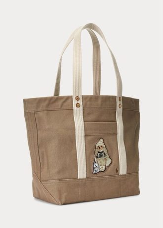 Madison Tan Damen Ralph Lauren Canvas Medium Polo Bear Tragetaschen