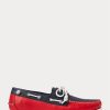 Marineblau / Rot Herren Ralph Lauren Merton Zweifarbige Leder Freizeitschuhe Marineblau / Rot Herren Ralph Lauren Merton Zweifarbige Leder Freizeitschuhe