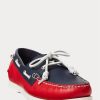 Marineblau / Rot Herren Ralph Lauren Merton Zweifarbige Leder Freizeitschuhe Marineblau / Rot Herren Ralph Lauren Merton Zweifarbige Leder Freizeitschuhe