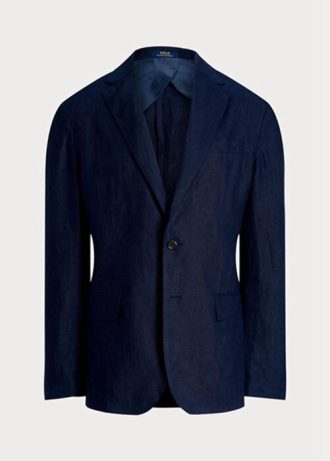 Marineblaue Anzugsakko aus weichem Leinen für Herren von Ralph Lauren Polo