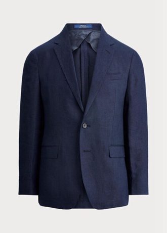 Marineblaue Anzugsakko aus weichem Leinen für Herren von Ralph Lauren Polo