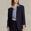 Marineblaue Blazer aus Stretch-Wollmischung für Damen von Ralph Lauren Marineblaue Blazer aus Stretch-Wollmischung für Damen von Ralph Lauren