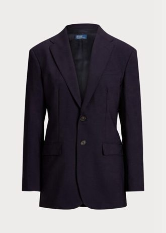 Marineblaue Blazer aus Stretch-Wollmischung für Damen von Ralph Lauren