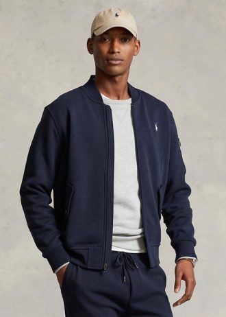 Marineblaue Bomberjacken aus Doppelstrick von Ralph Lauren für Herren