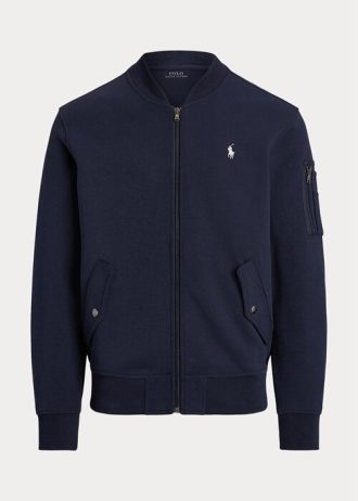 Marineblaue Bomberjacken aus Doppelstrick von Ralph Lauren für Herren