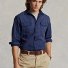Marineblaue Chino-Arbeitshemden für Herren von Ralph Lauren in klassischer Passform Marineblaue Chino-Arbeitshemden für Herren von Ralph Lauren in klassischer Passform