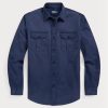 Marineblaue Chino-Arbeitshemden für Herren von Ralph Lauren in klassischer Passform Marineblaue Chino-Arbeitshemden für Herren von Ralph Lauren in klassischer Passform