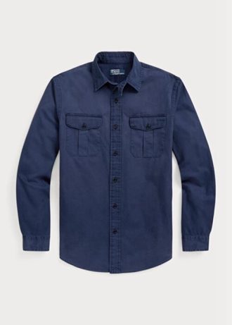 Marineblaue Chino-Arbeitshemden für Herren von Ralph Lauren in klassischer Passform
