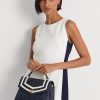 Marineblaue Damen Ralph Lauren Farrah Satchel-Taschen aus Nappaleder mittlerer Größe Marineblaue Damen Ralph Lauren Farrah Satchel-Taschen aus Nappaleder mittlerer Größe