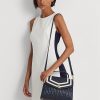 Marineblaue Damen Ralph Lauren Farrah Satchel-Taschen aus Nappaleder mittlerer Größe Marineblaue Damen Ralph Lauren Farrah Satchel-Taschen aus Nappaleder mittlerer Größe