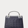 Marineblaue Damen Ralph Lauren Farrah Satchel-Taschen aus Nappaleder mittlerer Größe Marineblaue Damen Ralph Lauren Farrah Satchel-Taschen aus Nappaleder mittlerer Größe