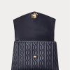 Marineblaue Damen Ralph Lauren Farrah Satchel-Taschen aus Nappaleder mittlerer Größe Marineblaue Damen Ralph Lauren Farrah Satchel-Taschen aus Nappaleder mittlerer Größe