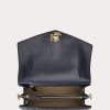 Marineblaue Damen Ralph Lauren Farrah Satchel-Taschen aus Nappaleder mittlerer Größe Marineblaue Damen Ralph Lauren Farrah Satchel-Taschen aus Nappaleder mittlerer Größe