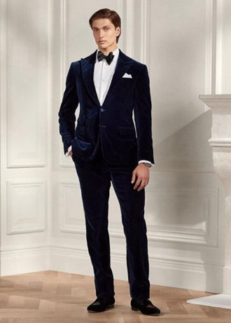 Marineblaue formelle Samthose „Gregory“ von Ralph Lauren für Herren