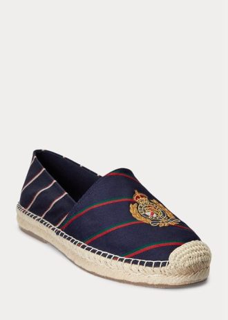 Marineblaue Herren Ralph Lauren Cevio Crest Gestreifte Freizeitschuhe