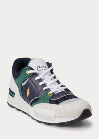 Marineblaue / goldene Ralph Lauren Trackster 200 Sneakers für Herren