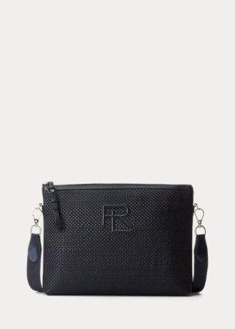 Marineblaue Kuriertaschen aus gewebtem Kalbsleder von Ralph Lauren für Herren