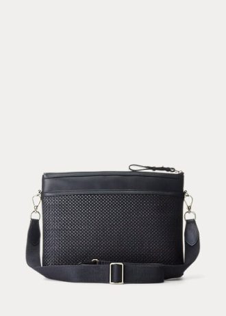 Marineblaue Kuriertaschen aus gewebtem Kalbsleder von Ralph Lauren für Herren
