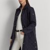 Marineblaue lange Steppjacken für Damen von Ralph Lauren Marineblaue lange Steppjacken für Damen von Ralph Lauren