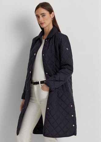 Marineblaue lange Steppjacken für Damen von Ralph Lauren Marineblaue lange Steppjacken für Damen von Ralph Lauren