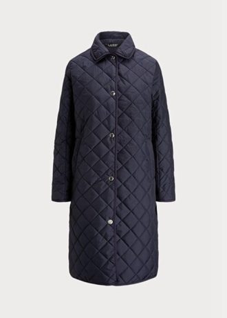 Marineblaue lange Steppjacken für Damen von Ralph Lauren Marineblaue lange Steppjacken für Damen von Ralph Lauren