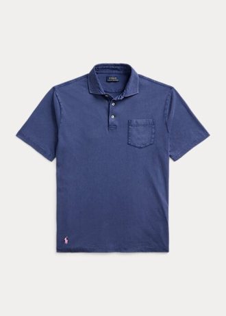Marineblaue Poloshirts aus Baumwolle und Leinen im Classic Fit von Ralph Lauren für Herren