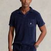 Marineblaue Poloshirts aus Frottee für Herren von Ralph Lauren in Slim Fit Marineblaue Poloshirts aus Frottee für Herren von Ralph Lauren in Slim Fit