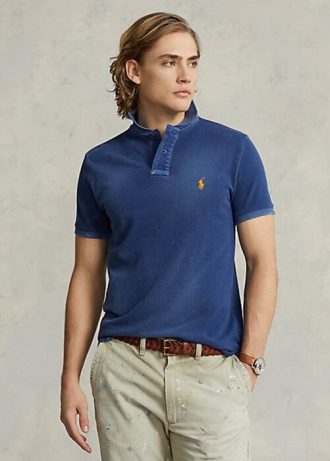 Marineblaue Poloshirts aus gefüttertem Mesh für Herren von Ralph Lauren in klassischer Passform