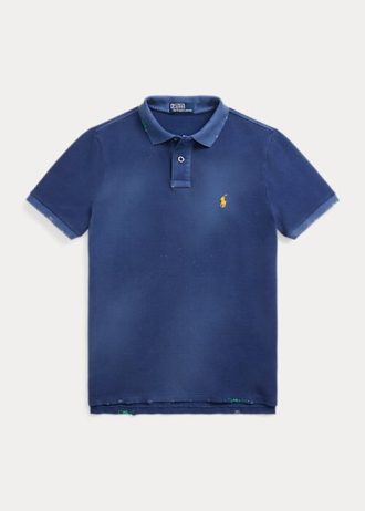 Marineblaue Poloshirts aus gefüttertem Mesh für Herren von Ralph Lauren in klassischer Passform
