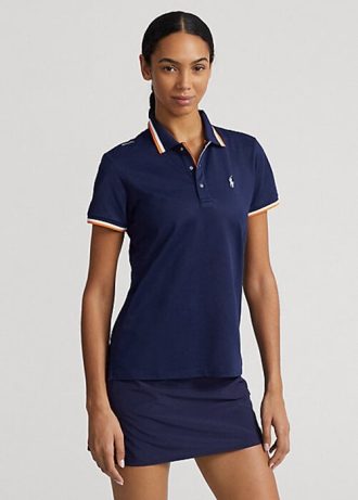 Marineblaue Poloshirts aus Jersey im Tailored Fit von Ralph Lauren für Damen Marineblaue Poloshirts aus Jersey im Tailored Fit von Ralph Lauren für Damen