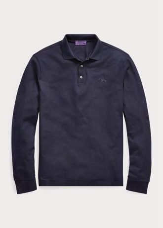 Marineblaue Poloshirts aus Piqué im Slim Fit von Ralph Lauren für Herren