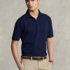 Marineblaue Poloshirts aus Stretch-Mesh mit Reißverschluss für Herren von Ralph Lauren
