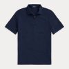 Marineblaue Poloshirts aus Stretch-Mesh mit Reißverschluss für Herren von Ralph Lauren