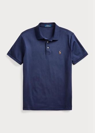 Marineblaue Poloshirts aus weicher Baumwolle im Custom Slim Fit von Ralph Lauren für Herren Marineblaue Poloshirts aus weicher Baumwolle im Custom Slim Fit von Ralph Lauren für Herren